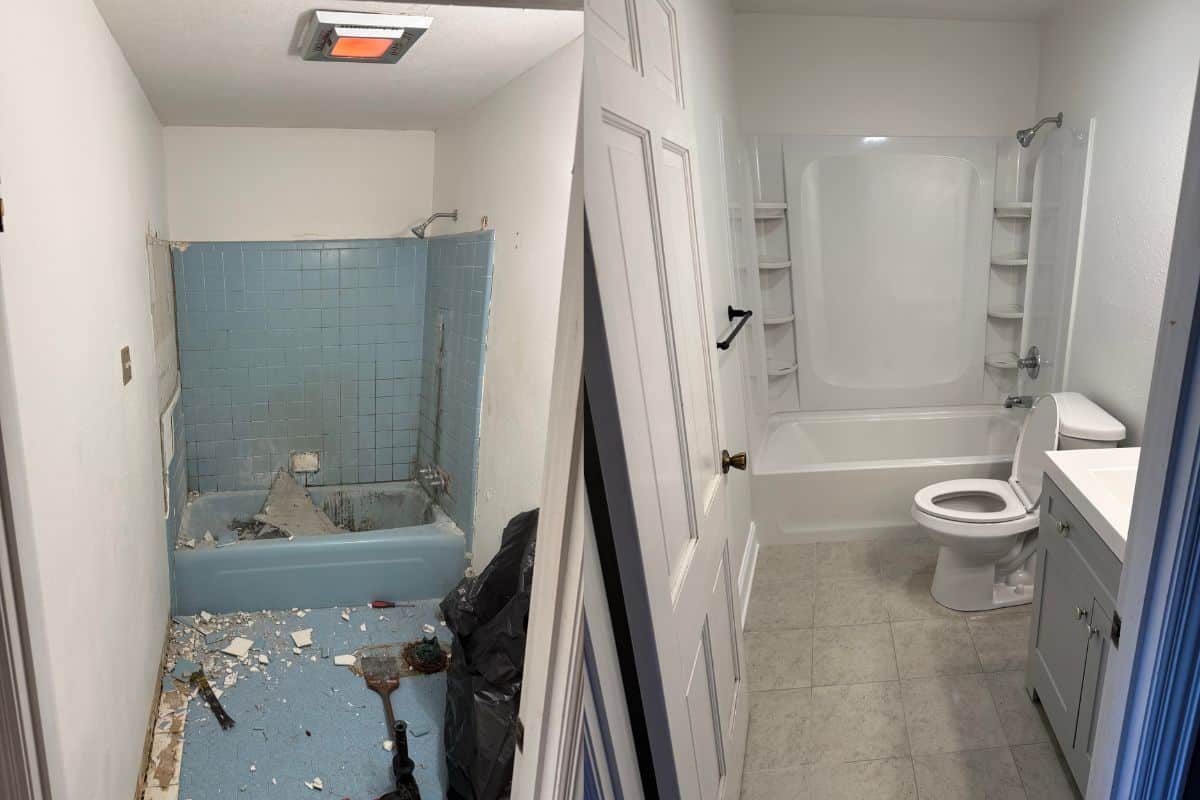 Bathroom gut renovation in progress — full demolition by Barger Home Improvements serving Covington and St. Tammany Parish Louisiana